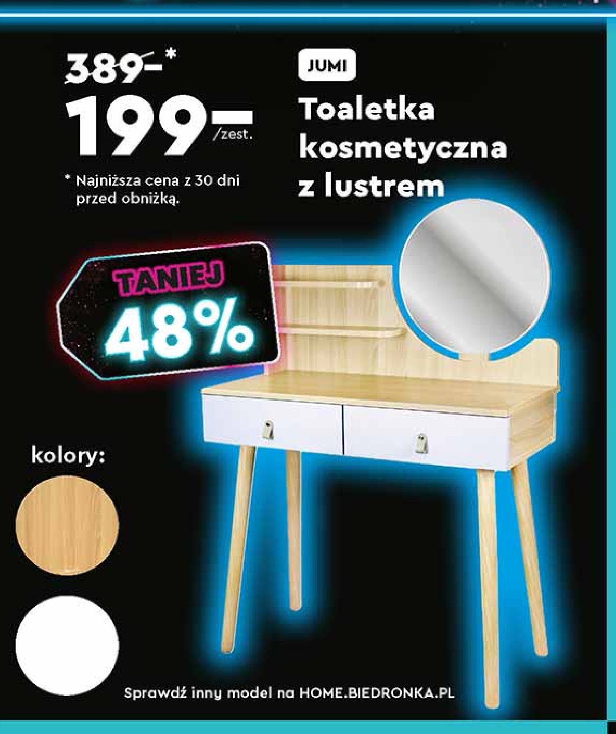 Toaletka z lustrem scandi Jumi promocja w Biedronka