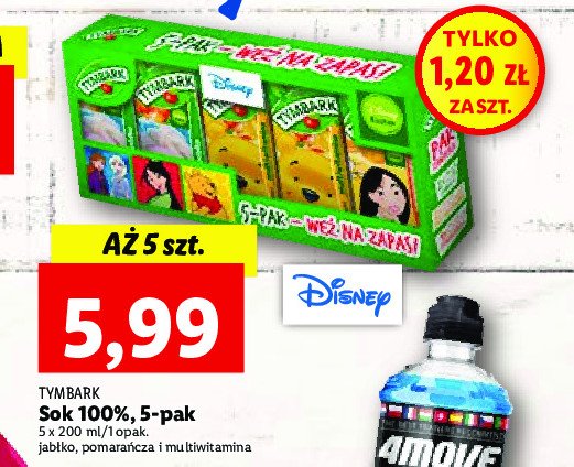 Sok jabłko + pomarańcza + multiwitamina Tymbark kartonik promocja