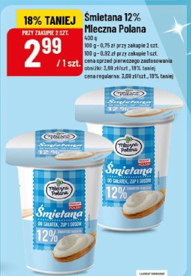 Śmietana Mleczna Polana 12% promocja w POLOmarket