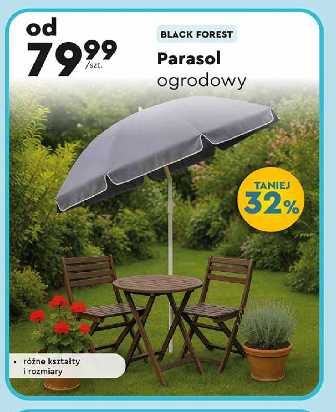 Parasol ogrodowy Black forest promocja w Biedronka