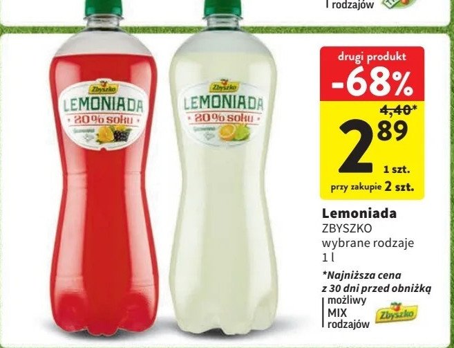 Lemoniada cytryna limetka ZBYSZKO LEMONIADA Zbyszko (napoje) promocja w Intermarche