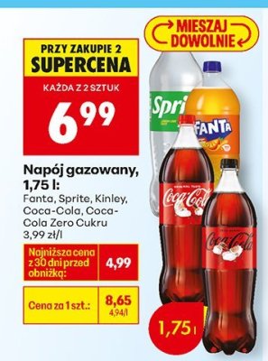 Napój gazowany, 1,75 l: Kinley promocja w Biedronka