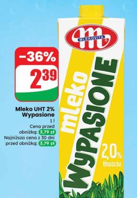 Mleko UHT 2% Wypasione Mlekovita promocja w Dino