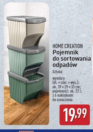 Pojemnik do sortowania odpadów Home creation promocja w Aldi