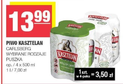 Piwo Kasztelan Carlsberg puszka promocja w SPAR