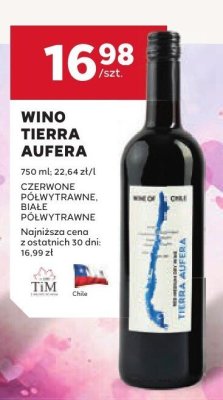 Wino TIERRA AUFERA czerwone półwytrawne promocja w Stokrotka