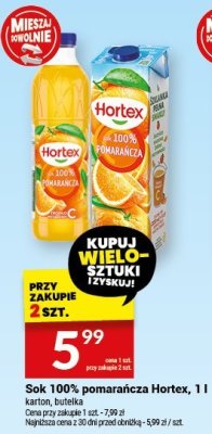 Sok 100% pomarańcza Hortex, 1 l promocja w Twój Market