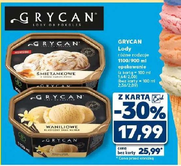 Lody waniliowe Grycan promocja w Auchan