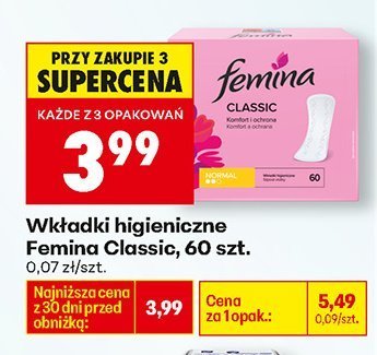 Wkładki higieniczne Classic, 60 szt. promocja w Biedronka
