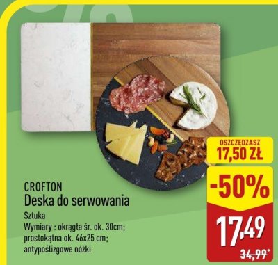 Deska do serwowania CROFTON - Sztuka Wymiary - okrągła śr. ok. 30cm; prostokątna ok. 46x25 cm; antypoślizgowe nóżki promocja w Aldi