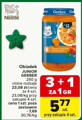 Obiadek JUNIOR GERBER 250 g różne rodzaje promocja w Carrefour