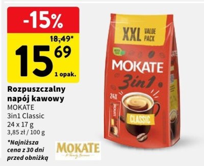 Rozpuszczalny napój kawowy Mokate 3in1 Classic promocja w Intermarche