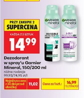 Dezodorant w spray'u Mineral, różne rodzaje promocja w Biedronka