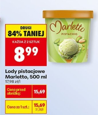 Lody pistacjowe Marletto 500ml promocja w Biedronka