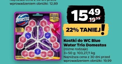 Kostki do WC Blue Water Trio Domestos promocja w Netto