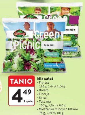 Mix sałat Eisberg Fitness/Bolero/Finezja/Salsa/Toscana/Mieszanka młodych listków promocja w Intermarche