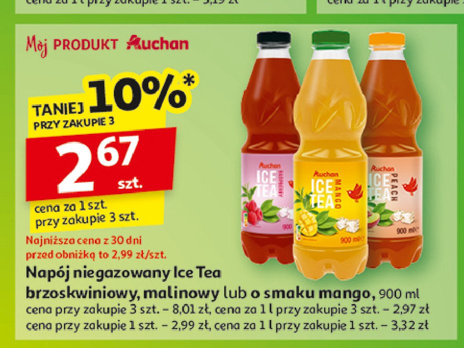 Napój malinowy Auchan ice tea promocja