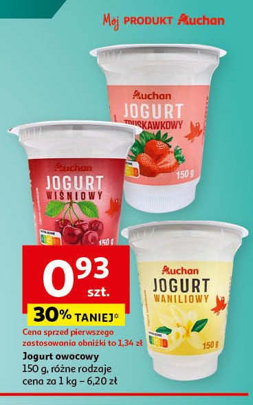 Jogurt wiśniowy Auchan różnorodne (logo czerwone) promocja