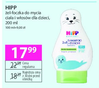 Żel do mycia ciała i włosów foczka Hipp promocja