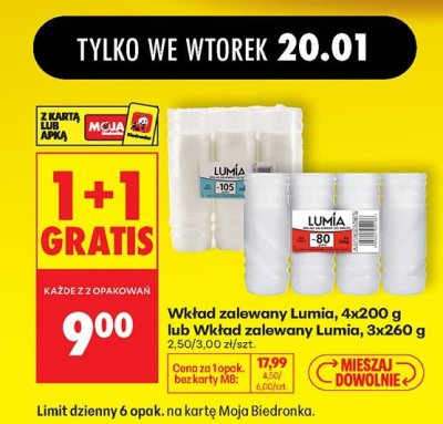 Wkład zalewany Lumia 4x200 g lub wkład zalewany Lumia 3x260 g promocja w Biedronka