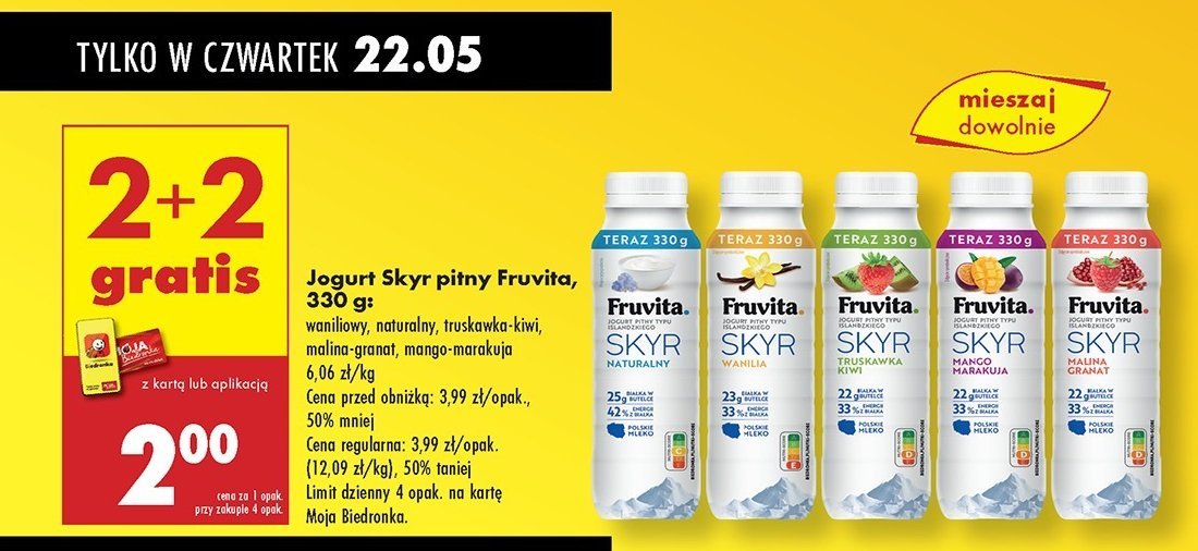 Jogurt mango marakuja Fruvita skyr promocja