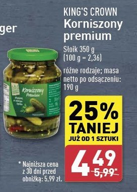 Korniszony premium z ziołami King's crown (aldi) promocja