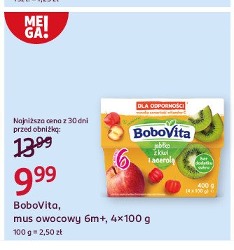 Mus jabłko kiwi acerola Bobovita promocja w Rossmann