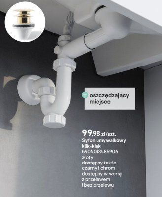 Syfon umywalkowy klik-klak złoty promocja w Castorama