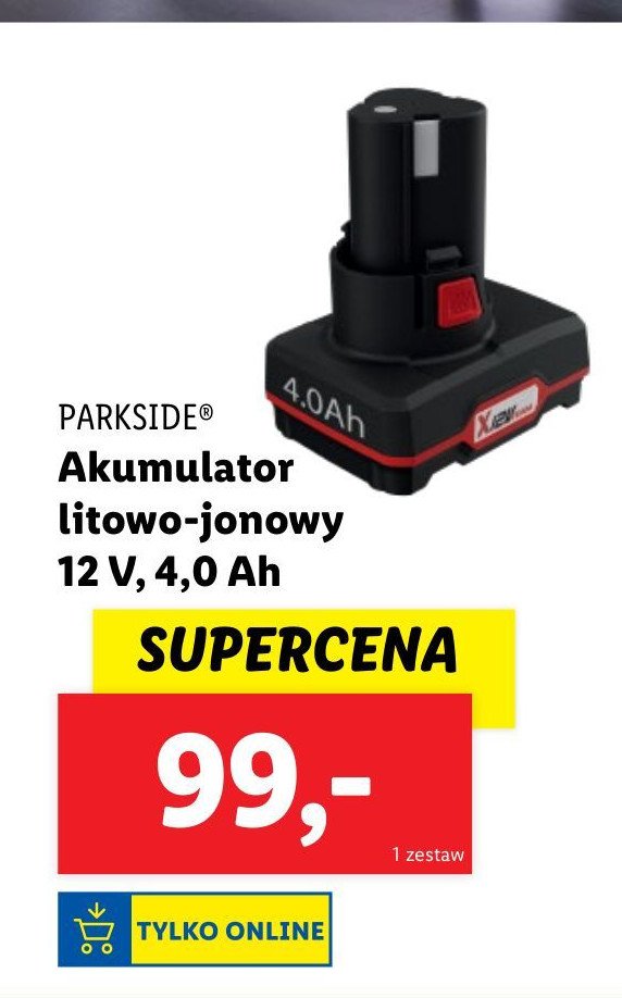 Akumulator litowo-jonowy 12v 4ah Parkside promocja w Lidl