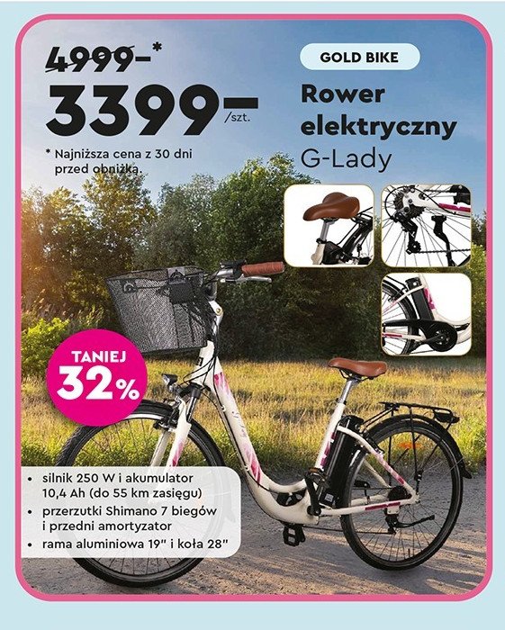 Rower elektryczny g-lady Gold bike promocja w Biedronka