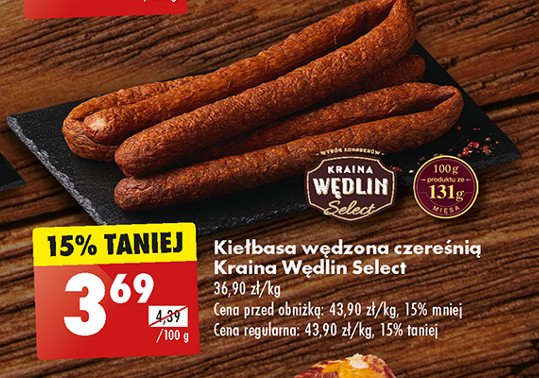 Kiełbasa wędzona z czereśnią Kraina wędlin select promocja