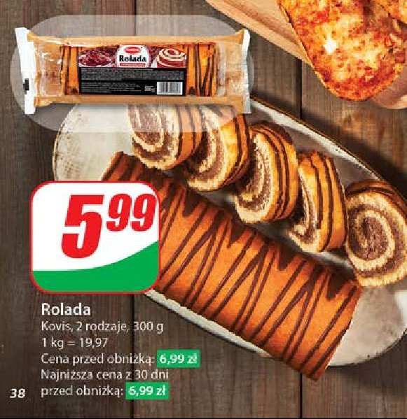 Rolada czekoladowa w polewie Kovis promocja w Dino
