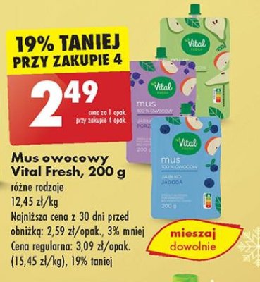 Mus jabłko porzeczka Vital fresh promocja