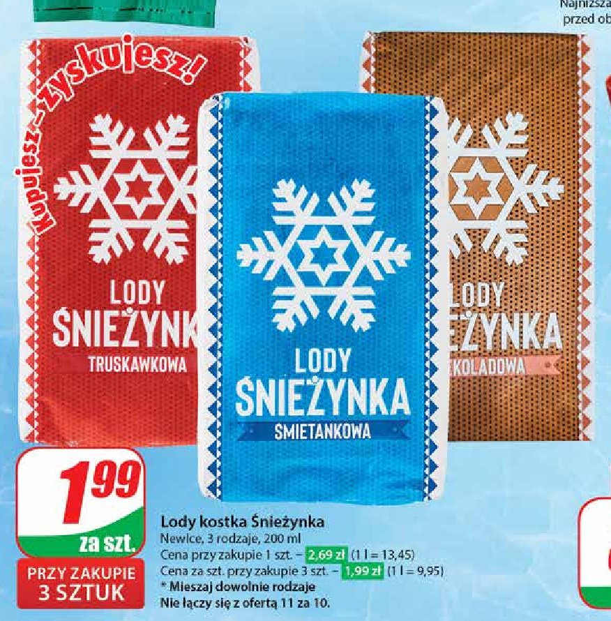 Lody śnieżynka czekoladowe Śnieżynka promocja