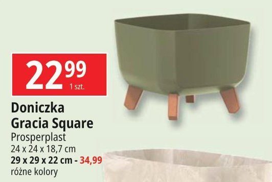 Doniczka gracia square 24 x 24 x 18.7 cm Prosperplast promocja
