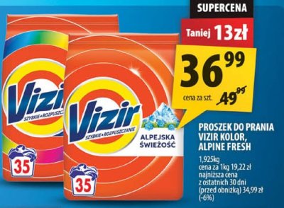Proszek do prania Vizir Kolor, Alpine Fresh promocja w Arhelan