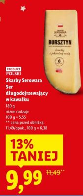 Ser długodojrzewający Skarby Serowara w kawałku promocja w Lidl