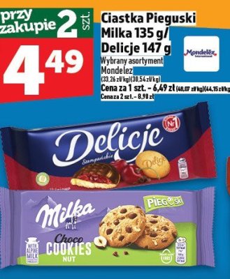 Ciastka Pieguski Milka 135 g / Delicje 147 g promocja w TOPAZ