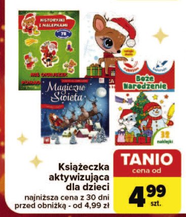 Historyjki z nalepkami - miś okruszek pomaga mikołajowi promocja w Carrefour