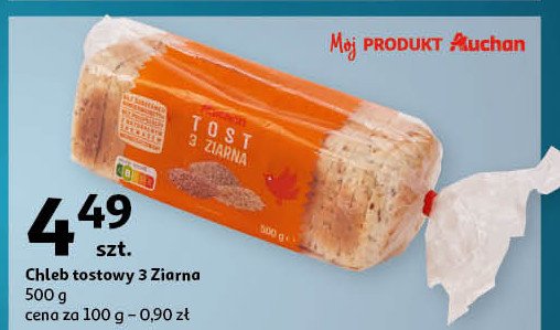 Chleb tostowy 3 ziarna Auchan promocja w Auchan