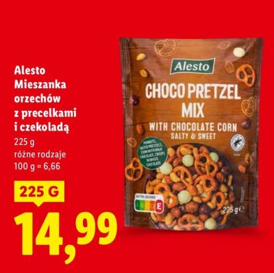 Alesto Mieszanka orzechów z preclełkami i czekoladą promocja w Lidl