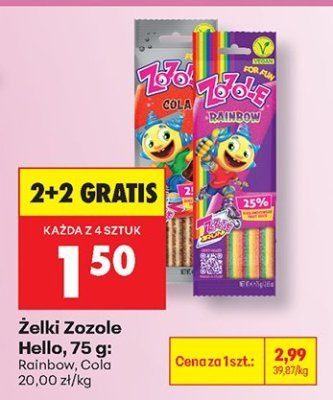 Żelki Zozole Hello, 75 g: Rainbow, Cola promocja w Biedronka
