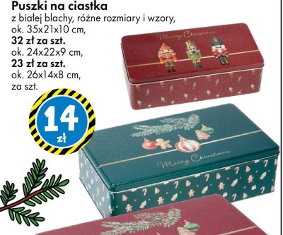 Puszki na ciastka z białej blachy, różne rozmiary i wzory, ok. 24x22x9 cm promocja w Tedi