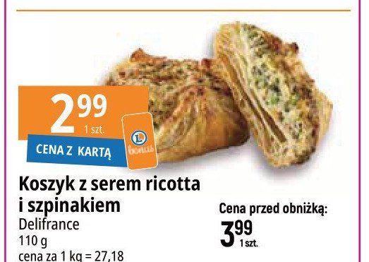 Koszyk z serem ricotta i szpinakiem Delifrance promocja