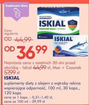 Suplement diety ISKIAL suplementy diety z olejem z wątroby rekina wspierające odporność promocja w Super-Pharm