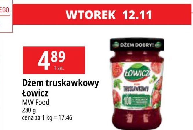 Dżem truskawkowy Łowicz promocja