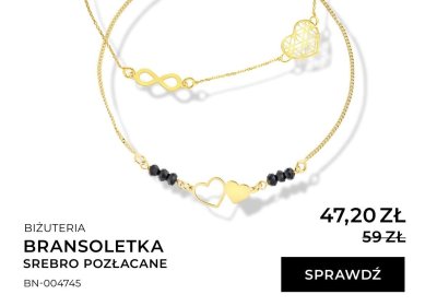 Bransoletka srebro pozłacane promocja w Briju