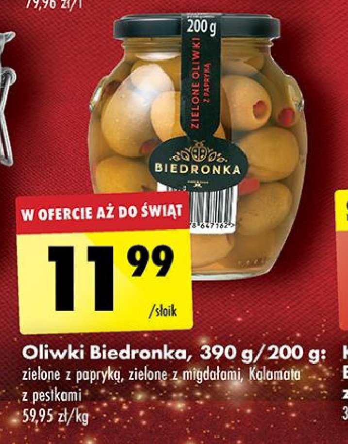 Oliwki zielone z migdałami Biedronka promocja w Biedronka