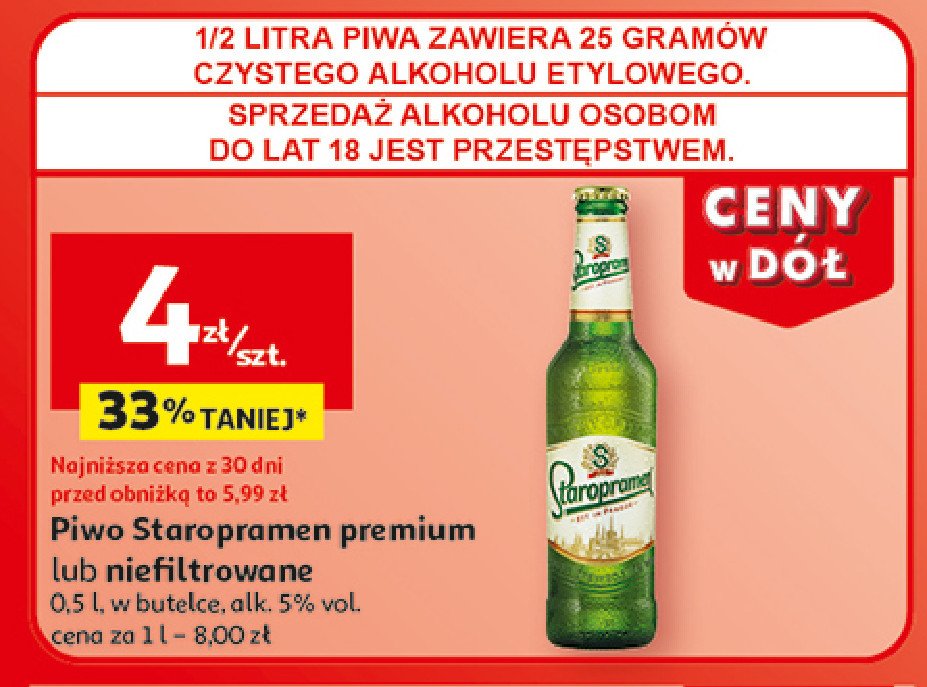 Piwo Staropramen premium promocja w Auchan