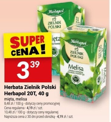 Herbata Zielnik Polski Herbapol 20T, 40 g promocja w Twój Market